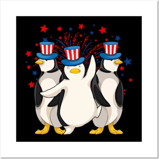 US Flag American 4th Of July Animal Penguin Posters and Art